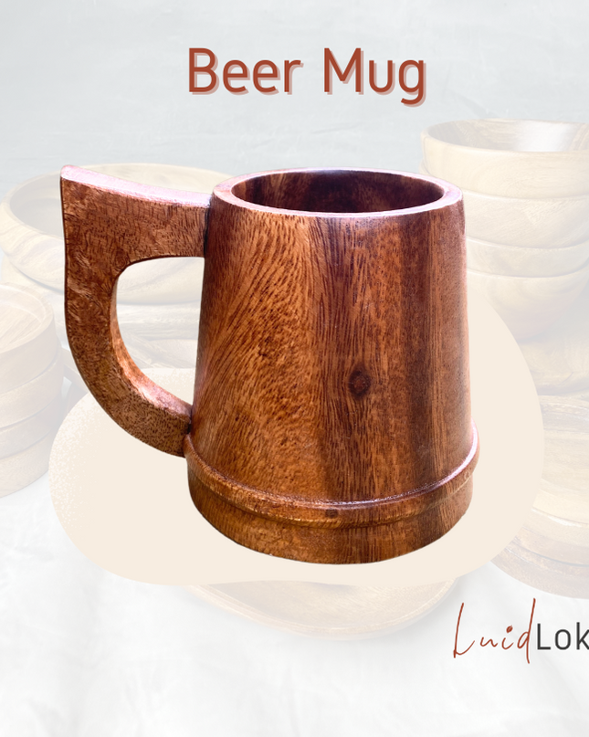 Luid Lokal  Mugs Beer Tankard Straight Coffee Choco Latte Acacia Wood