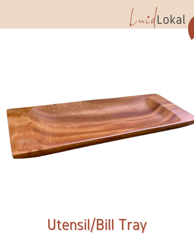 LUID LOKAL CHANGE TIP BILL RECEIPT CREDIT CARD TRAY UTENSILS BARBECUE BBQ TRAY RESTAURANT ACACIA WOOD