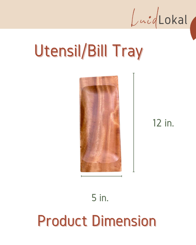 LUID LOKAL CHANGE TIP BILL RECEIPT CREDIT CARD TRAY UTENSILS BARBECUE BBQ TRAY RESTAURANT ACACIA WOOD