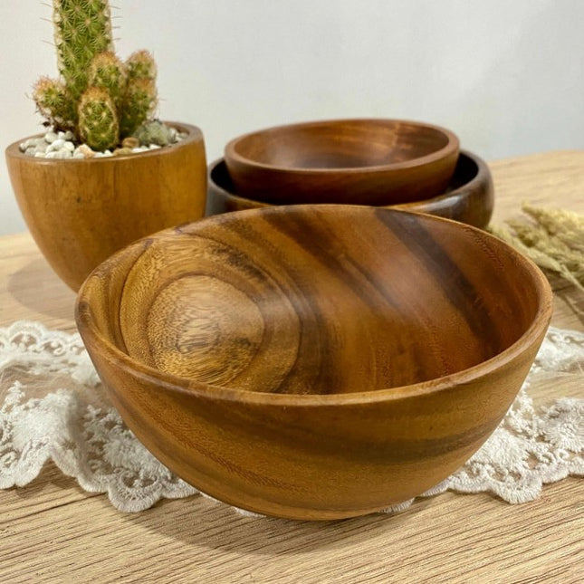 Luid Lokal Soup Smoothie Salad and Snack Serving Bowl Acacia Wood