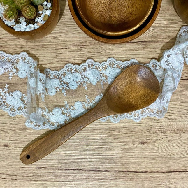 Luid Lokal Flat Rounded Cooking Spoon Acacia Wood