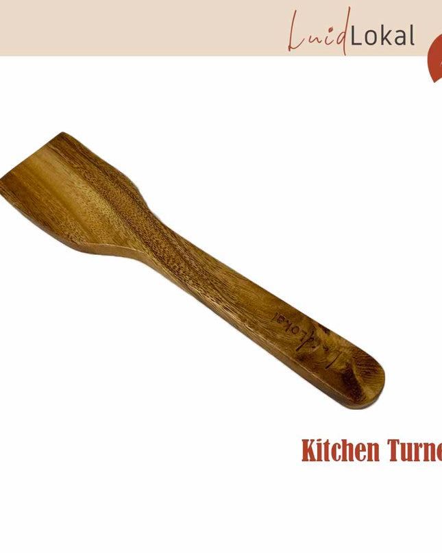 Luid Lokal Kitchen Turner Flat Spatula Scraper Acacia Wood