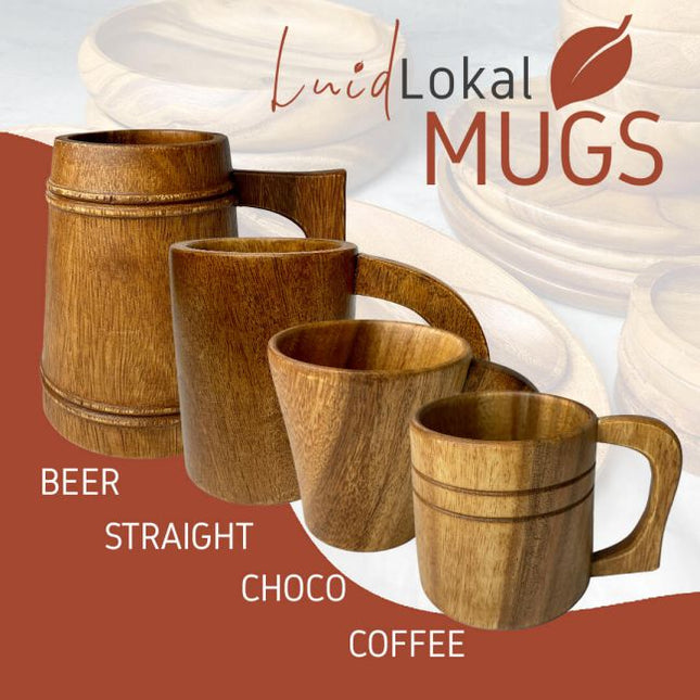 Luid Lokal  Mugs Beer Tankard Straight Coffee Choco Latte Acacia Wood