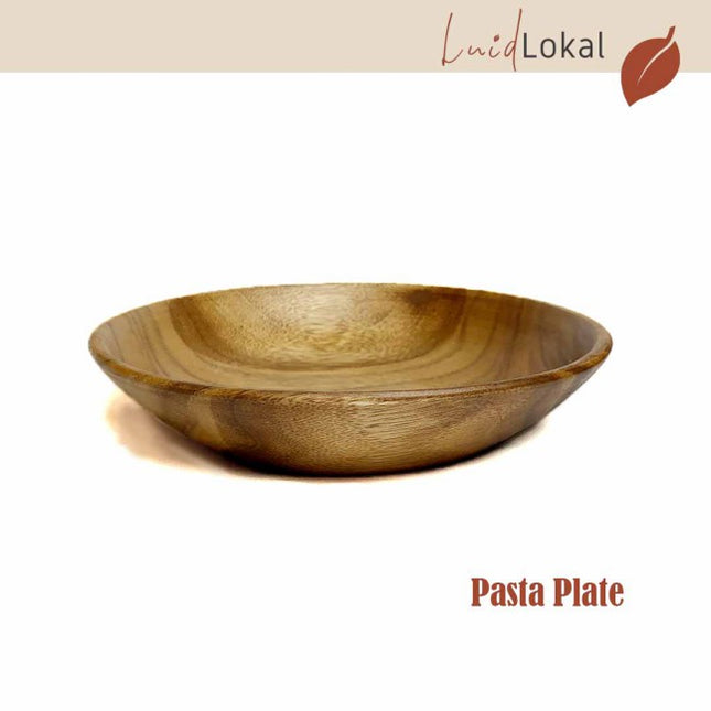 Luid Lokal Pasta Plate Serving Bowl Wide Shallow Acacia Wood