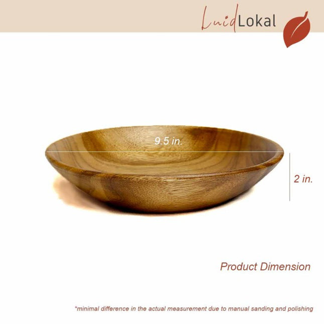 Luid Lokal Pasta Plate Serving Bowl Wide Shallow Acacia Wood