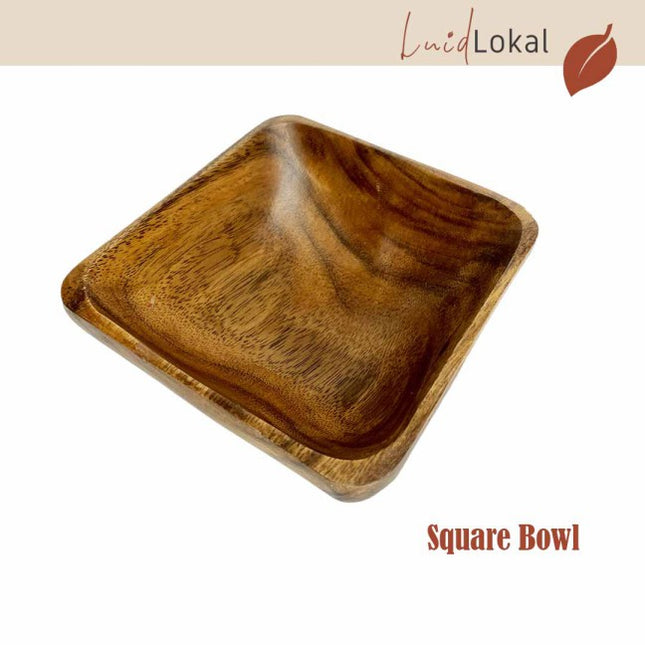 Luid Lokal Square Bowl Dip Tray Bowl Appetizers Dips Sauce Nuts Candy Seeds Desserts Acacia Wood