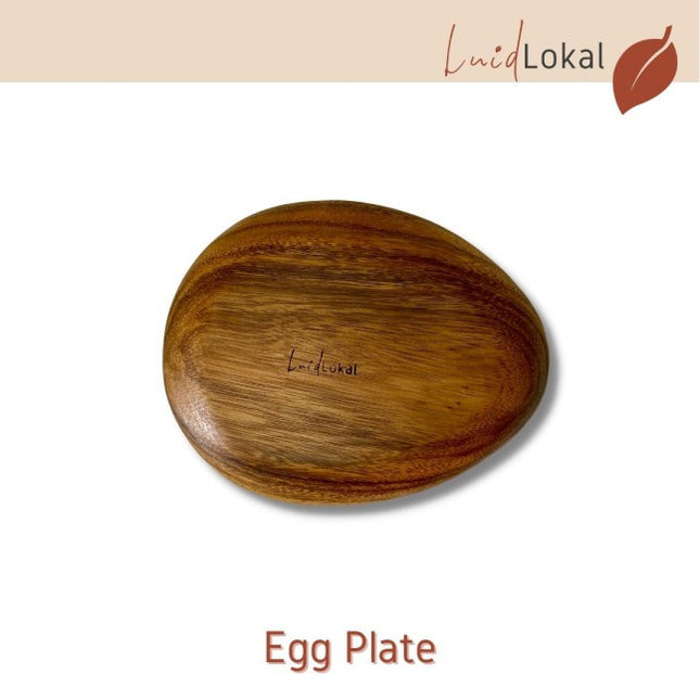 Luid Lokal Egg Plate Unique Shape Dessert Snack Server Acacia Wood