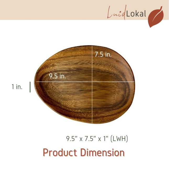 Luid Lokal Egg Plate Unique Shape Dessert Snack Server Acacia Wood