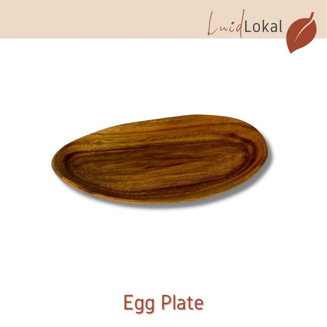 Luid Lokal Egg Plate Unique Shape Dessert Snack Server Acacia Wood