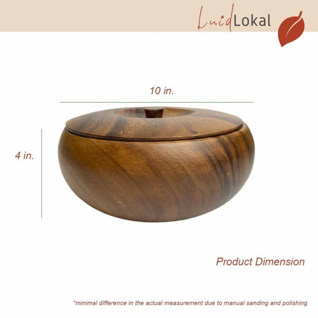 Luid Lokal Calabash Bowl with Cover Big Bowl Server Collections Acacia Wood