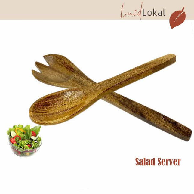 Luid Lokal Salad Server Spoon and Fork Acacia Wood