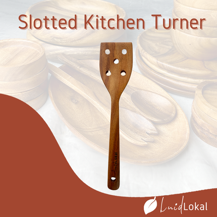 Luid Lokal  Slotted Kitchen Turner Spatula Acacia Wood