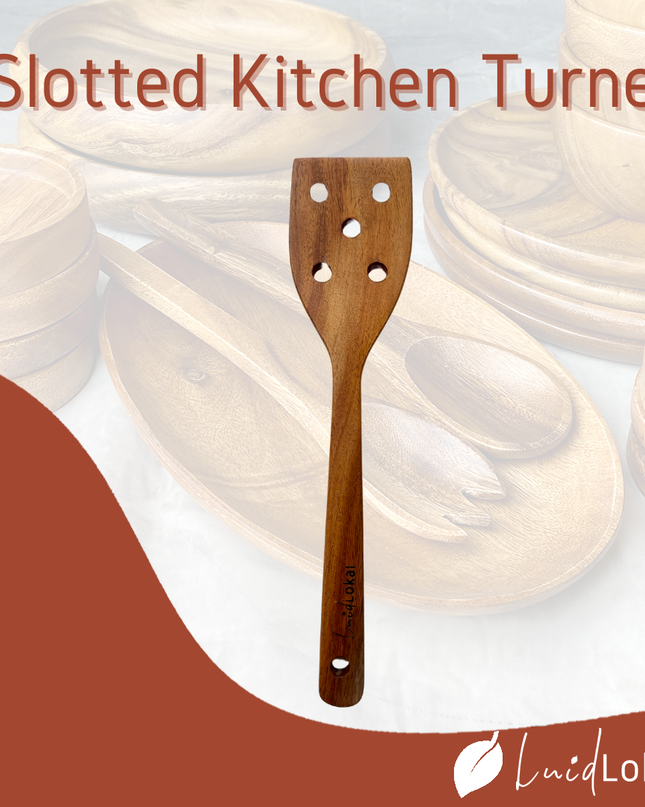 Luid Lokal  Slotted Kitchen Turner Spatula Acacia Wood