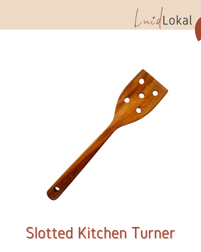 Luid Lokal  Slotted Kitchen Turner Spatula Acacia Wood