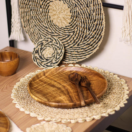 LUID LOKAL PLACEMAT CHARGER BRAIDED WOVEN ROPE NATURAL ABACA
