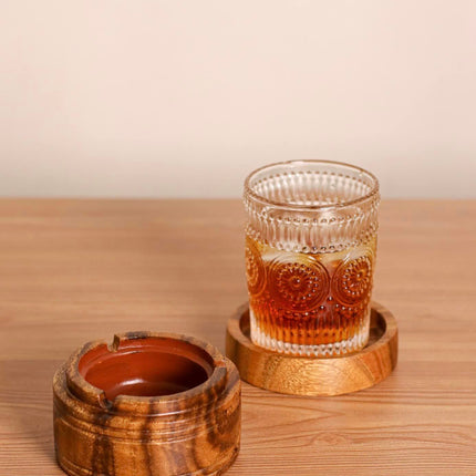 LUID LOKAL ASHTRAY WITH COVER COASTER CARVING PHILIPPINES SOUVENIR WINDPROOFED AESTHETIC ACACIA WOOD