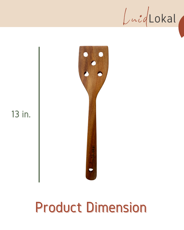 Luid Lokal  Slotted Kitchen Turner Spatula Acacia Wood