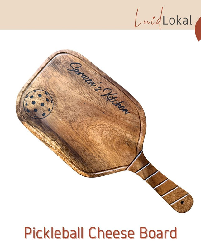 Luid Lokal Pickleball Paddle Cheese Board Charcuterie Cheese Knife Set Personalized Engraving Sports Gift Acacia Wood