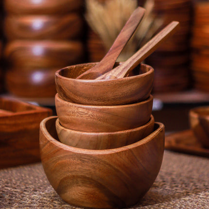 Luid Lokal Salad Bundle Mixing Bowl Salad Bowls Salad Server Spoon Fork Acacia Wood