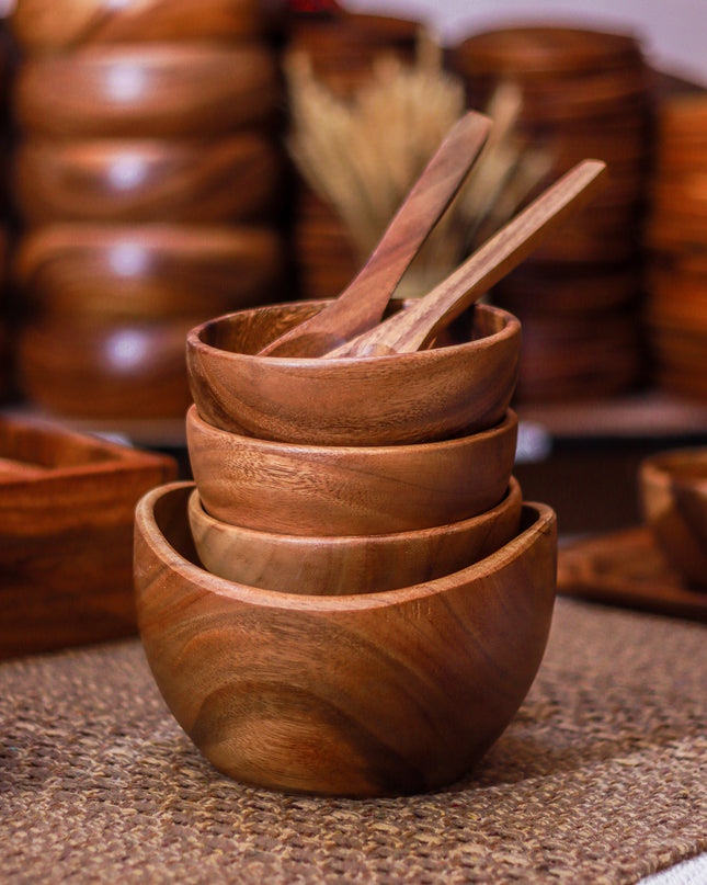 Luid Lokal Salad Bundle Mixing Bowl Salad Bowls Salad Server Spoon Fork Acacia Wood