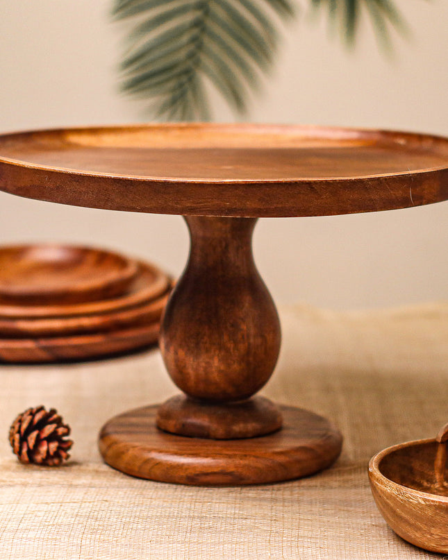 Luid Lokal Wooden Cake Cupcake Stand Two-Way Acacia Wood