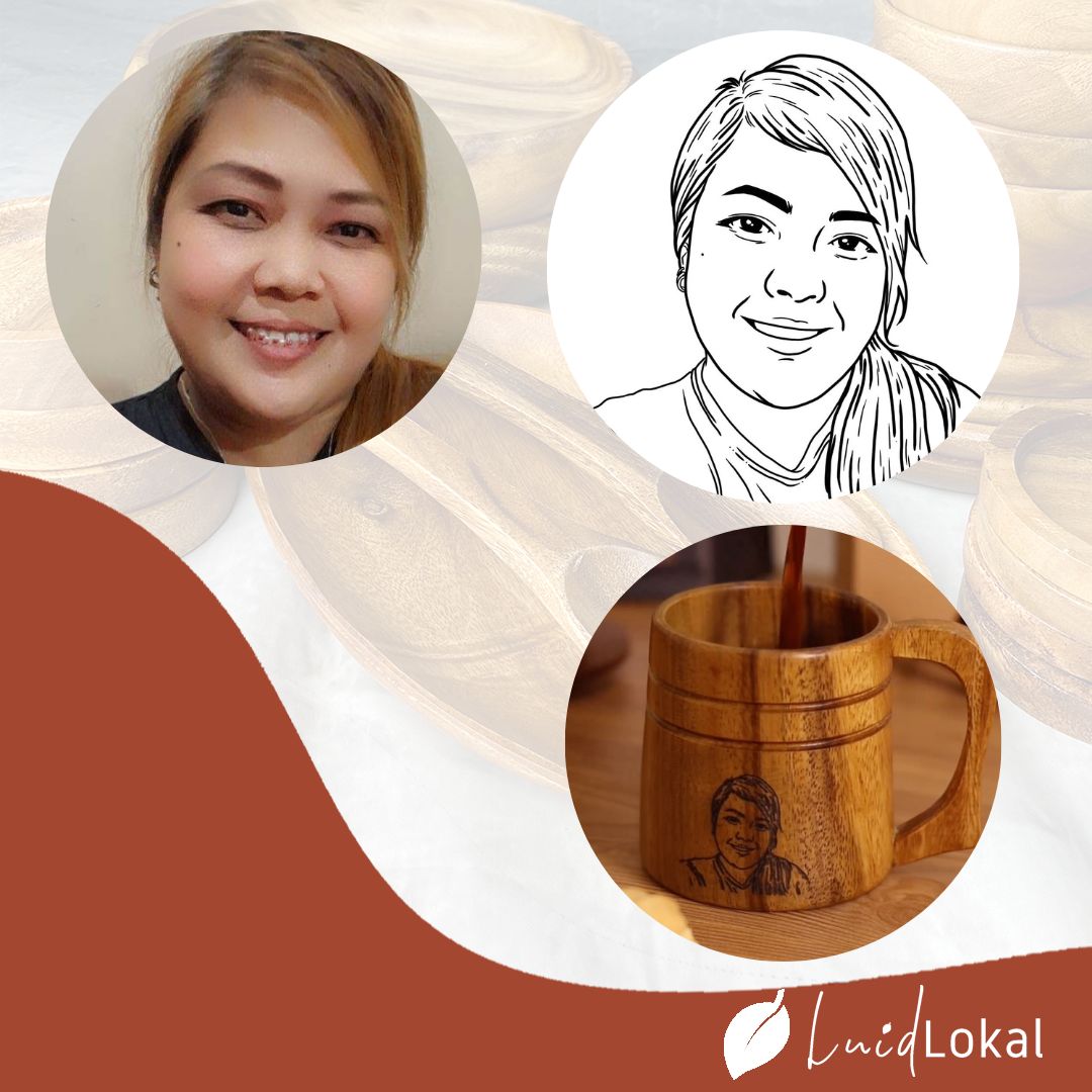 Luid Lokal Personalized Vector Portrait Photo Art Engraved Customized Mug Acacia Wood