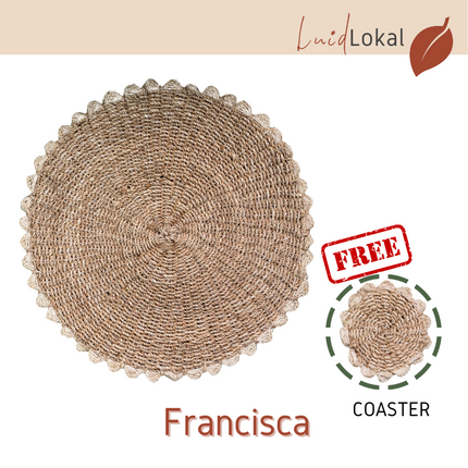 LUID LOKAL PLACEMAT CHARGER BRAIDED WOVEN ROPE NATURAL ABACA
