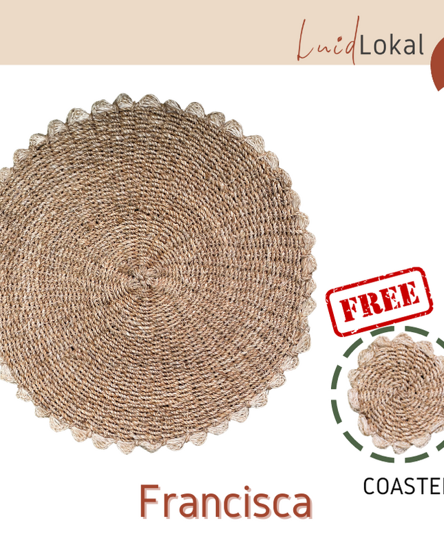 LUID LOKAL PLACEMAT CHARGER BRAIDED WOVEN ROPE NATURAL ABACA