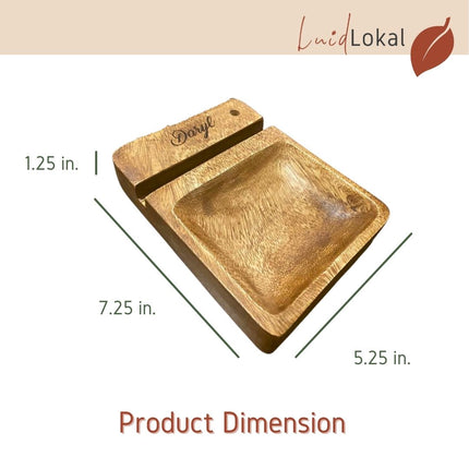 Luid Lokal Phone Stand with Multipurpose Tray Chips Keys Coins Watch Stash Pen Personalized Acacia Wood