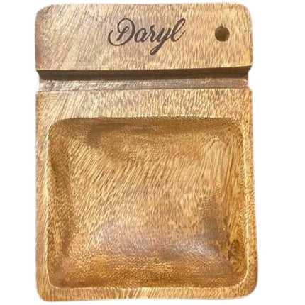 Luid Lokal Phone Stand with Multipurpose Tray Chips Keys Coins Watch Stash Pen Personalized Acacia Wood