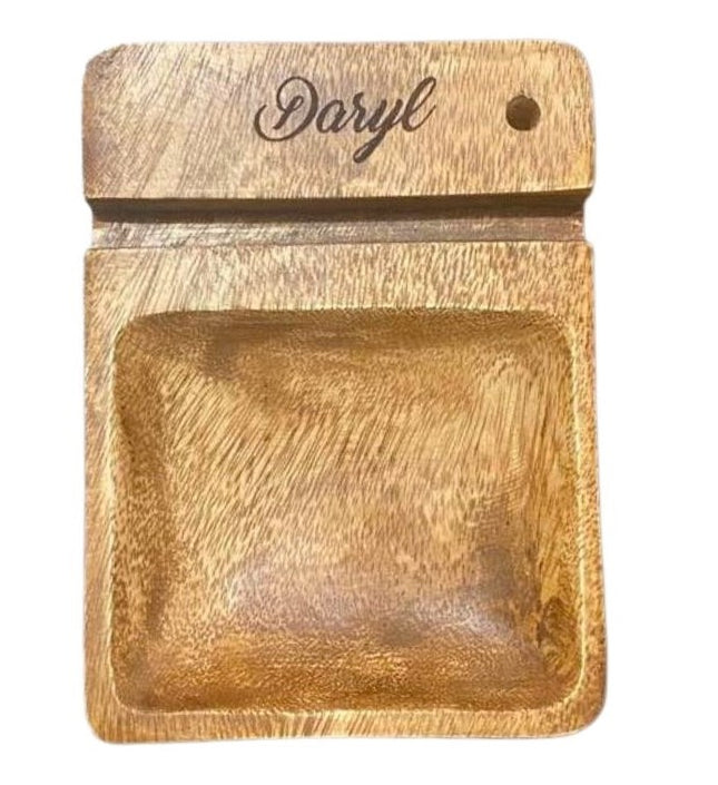 Luid Lokal Phone Stand with Multipurpose Tray Chips Keys Coins Watch Stash Pen Personalized Acacia Wood