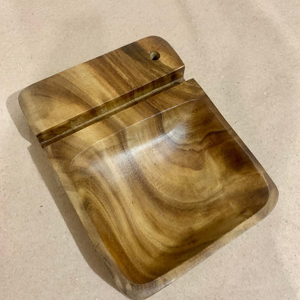 Luid Lokal Phone Stand with Multipurpose Tray Chips Keys Coins Watch Stash Pen Personalized Acacia Wood
