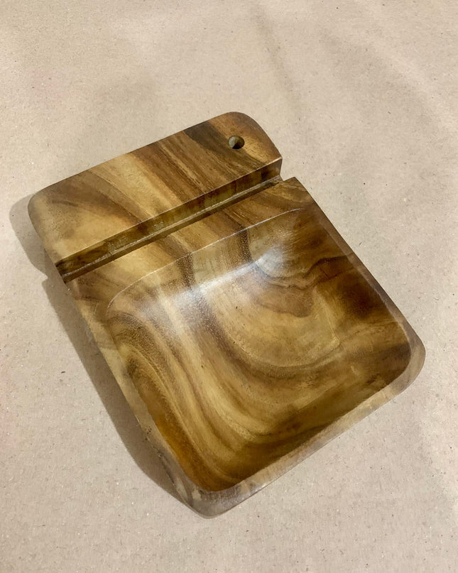 Luid Lokal Phone Stand with Multipurpose Tray Chips Keys Coins Watch Stash Pen Personalized Acacia Wood