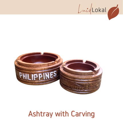 LUID LOKAL ASHTRAY WITH COVER COASTER CARVING PHILIPPINES SOUVENIR WINDPROOFED AESTHETIC ACACIA WOOD