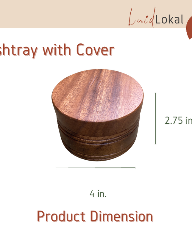 LUID LOKAL ASHTRAY WITH COVER COASTER CARVING PHILIPPINES SOUVENIR WINDPROOFED AESTHETIC ACACIA WOOD