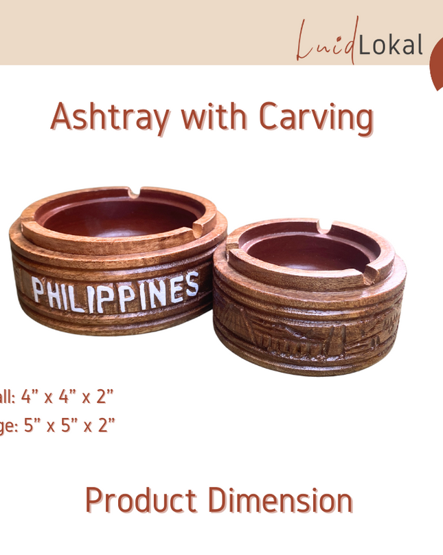 LUID LOKAL ASHTRAY WITH COVER COASTER CARVING PHILIPPINES SOUVENIR WINDPROOFED AESTHETIC ACACIA WOOD