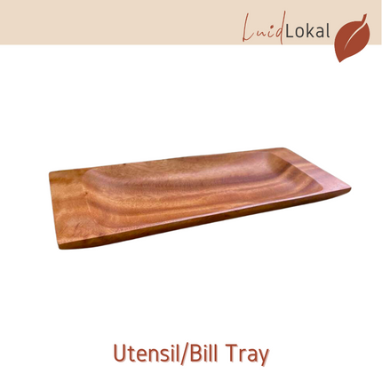 LUID LOKAL CHANGE TIP BILL RECEIPT CREDIT CARD TRAY UTENSILS BARBECUE BBQ TRAY RESTAURANT ACACIA WOOD