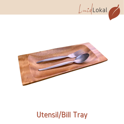 LUID LOKAL CHANGE TIP BILL RECEIPT CREDIT CARD TRAY UTENSILS BARBECUE BBQ TRAY RESTAURANT ACACIA WOOD
