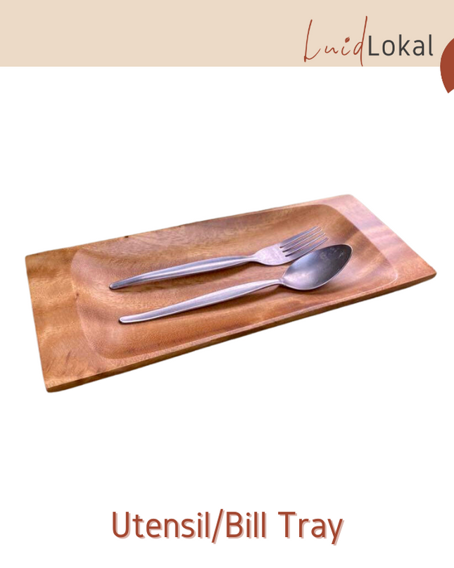LUID LOKAL CHANGE TIP BILL RECEIPT CREDIT CARD TRAY UTENSILS BARBECUE BBQ TRAY RESTAURANT ACACIA WOOD