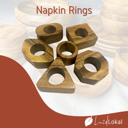 LUID LOKAL NAPKIN RINGS BUCKLE TABLE SETTING HOLIDAYS TABLESCAPE DECORATION ACACIA WOOD RAFFIA