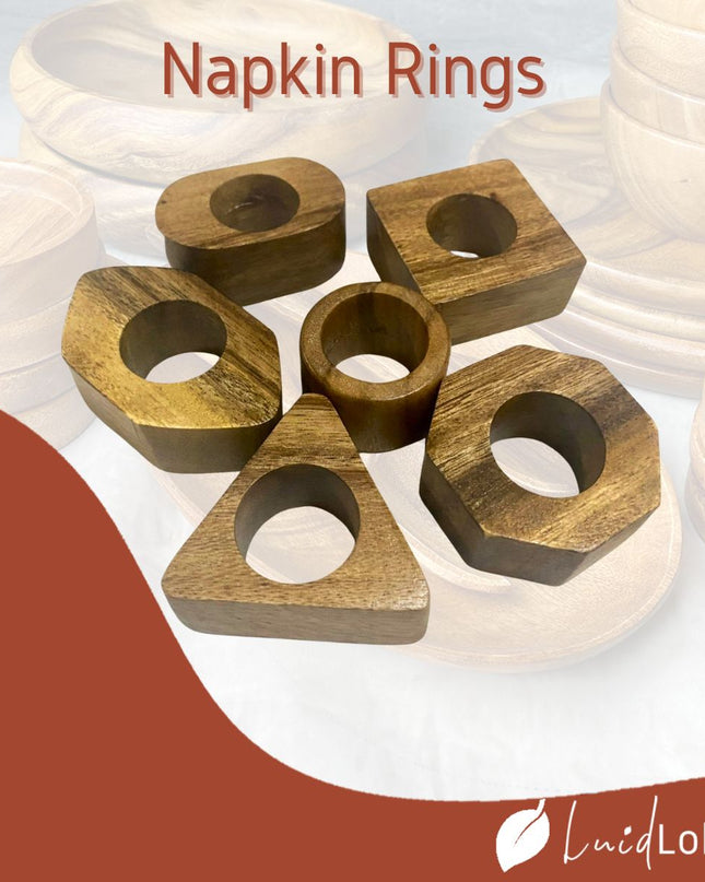 LUID LOKAL NAPKIN RINGS BUCKLE TABLE SETTING HOLIDAYS TABLESCAPE DECORATION ACACIA WOOD RAFFIA