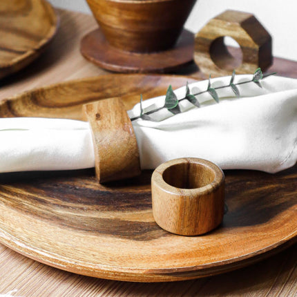 LUID LOKAL NAPKIN RINGS BUCKLE TABLE SETTING HOLIDAYS TABLESCAPE DECORATION ACACIA WOOD RAFFIA