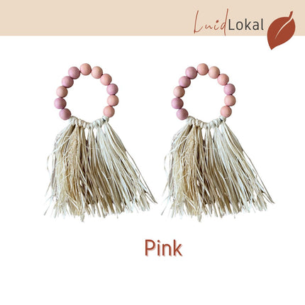 LUID LOKAL NAPKIN RINGS BUCKLE TABLE SETTING HOLIDAYS TABLESCAPE DECORATION ACACIA WOOD RAFFIA