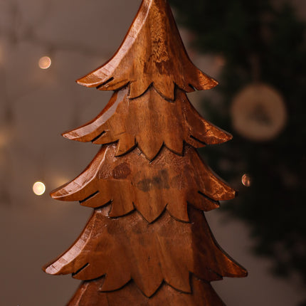 Luid Lokal Christmas Tree Holiday Gift Bundle Abaca Balls Tabletop Table Decoration Acacia Wood