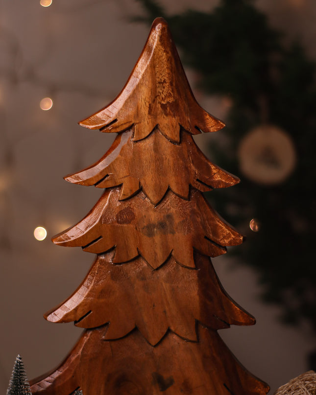 Luid Lokal Christmas Tree Holiday Gift Bundle Abaca Balls Tabletop Table Decoration Acacia Wood