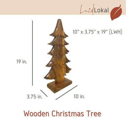 Luid Lokal Christmas Tree Holiday Gift Bundle Abaca Balls Tabletop Table Decoration Acacia Wood