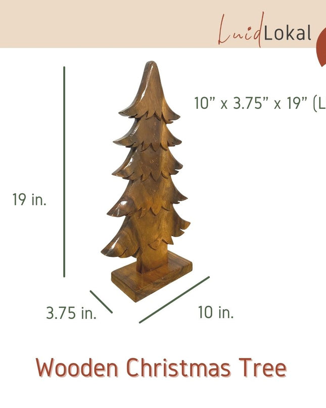 Luid Lokal Christmas Tree Holiday Gift Bundle Abaca Balls Tabletop Table Decoration Acacia Wood