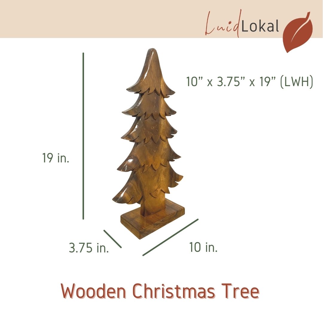 Luid Lokal Christmas Tree Holiday Gift Bundle Abaca Balls Tabletop Table Decoration Acacia Wood