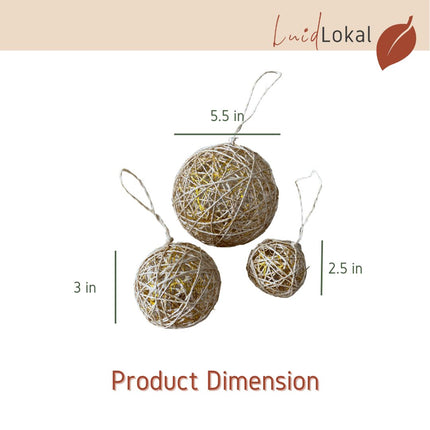 Luid Lokal Christmas Tree Holiday Gift Bundle Abaca Balls Tabletop Table Decoration Acacia Wood