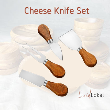Luid Lokal 4-Piece Cheese Knife Set Butter Spreader Charcuterie Board Accessories Utensils Butter Cheese Jam Wood